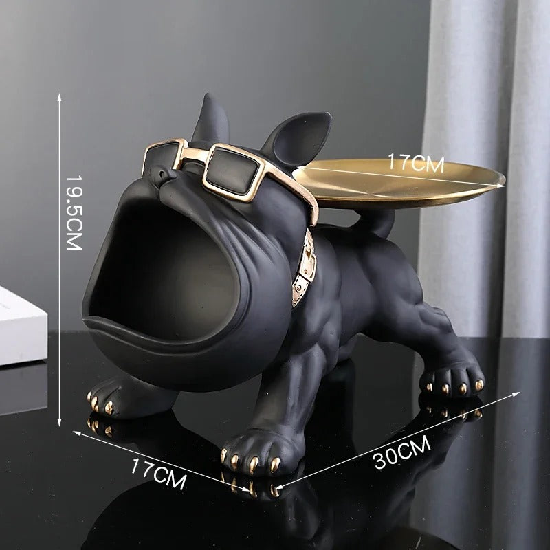 30cm Bulldog Figurine Storage Box – Resin Dog Statue Ornament for Home Décor & Sculpture Art
