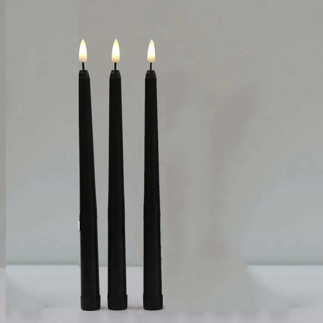 Black LED Flickering Candle 1 pc – Flameless Battery-Operated Votive for Halloween, Church & Gothic Decor