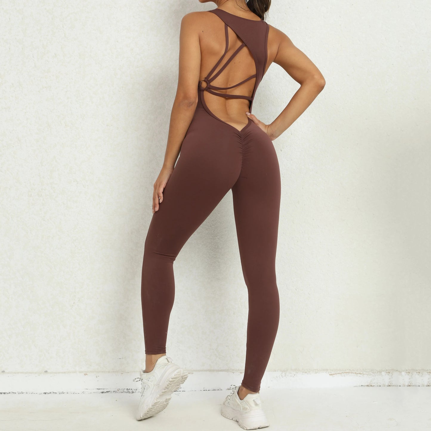 Seamless One-Piece Yoga Jumpsuit for Women – Breathable Sleeveless Gym & Running Bodysuit