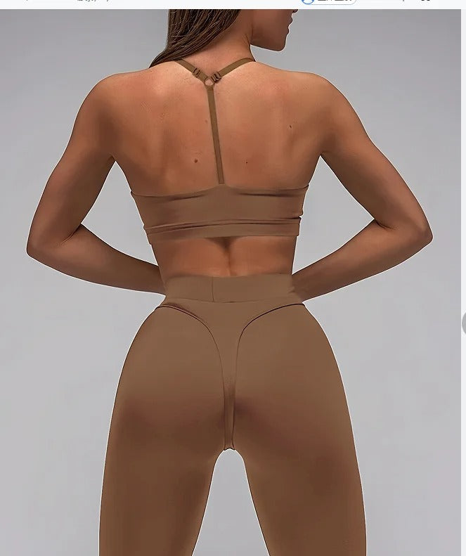 High-Waisted Color-Block Peach Leggings for Women – Slimming Fit Quick-Dry Stretch Activewear