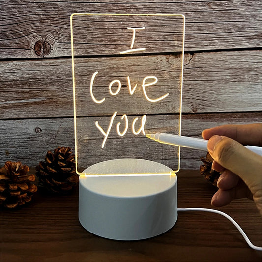 USB LED Acrylic Message Board Night Light with Erasable Pen