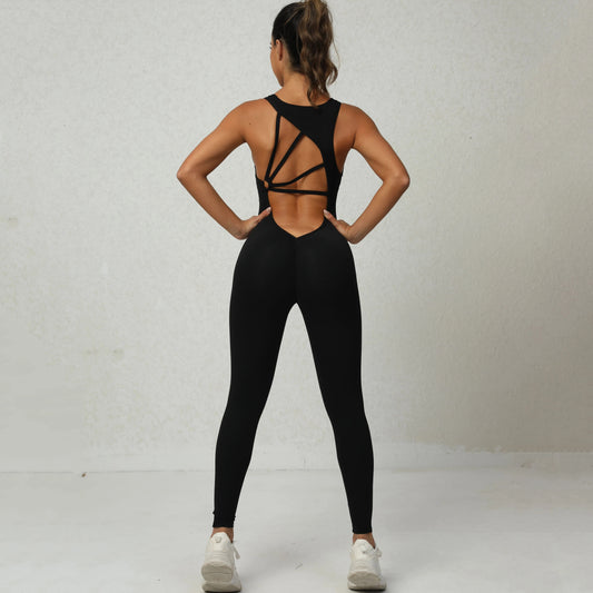 Seamless One-Piece Yoga Jumpsuit for Women – Breathable Sleeveless Gym & Running Bodysuit