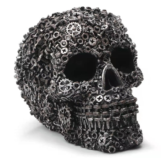 Mechanical Gear Skull Sculpture – Resin Decorative Skull Statue for Home Décor & Halloween