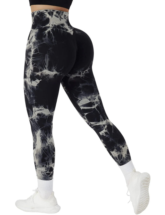 Luxury Tie Dye Seamless Sculpt Leggings for Women High Waist Scrunch Fit Yoga and Activewear Tights