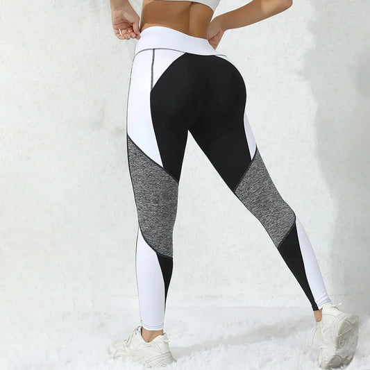 Colourblocked High-Waist Yoga Leggings with Pockets – Tummy Control Workout Pants for Women