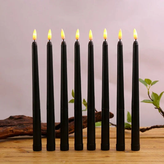 Black LED Flickering Candle 1 pc – Flameless Battery-Operated Votive for Halloween, Church & Gothic Decor