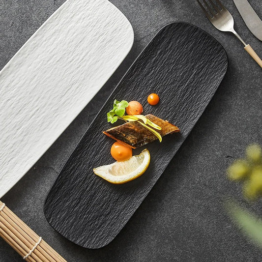 Minimalist Frosted Ceramic Serving Plate – Design for Sushi, Snacks & Appetizers