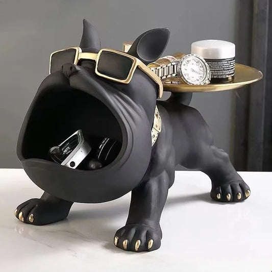 30cm Bulldog Figurine Storage Box – Resin Dog Statue Ornament for Home Décor & Sculpture Art