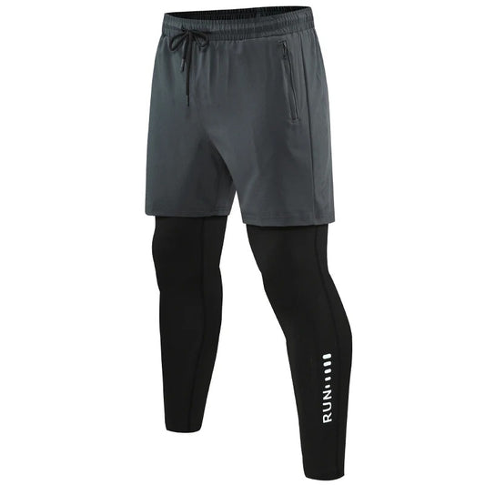 DualFlex 2-in-1 Men’s Running & Training Trousers – Double Layer Compression Fit with Pockets