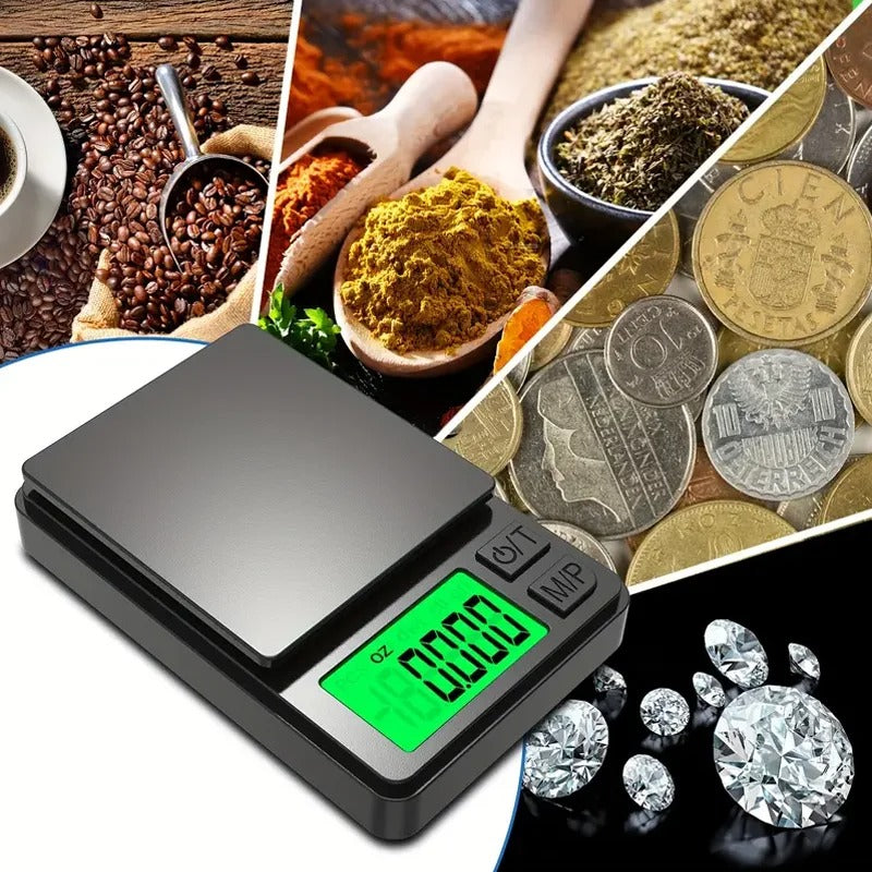 Black Precision Pocket Digital Scale – 1000g x 0.1g | Mini Gram Scale for Food, Jewelry & Travel with Backlit LCD