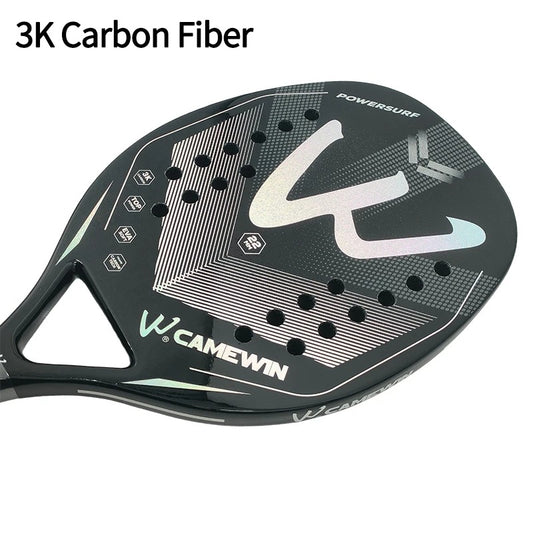 3K Carbon Fiber Beach Tennis Racket – Lightweight Pro Paddle with EVA Core, Wrist Guard & Bag