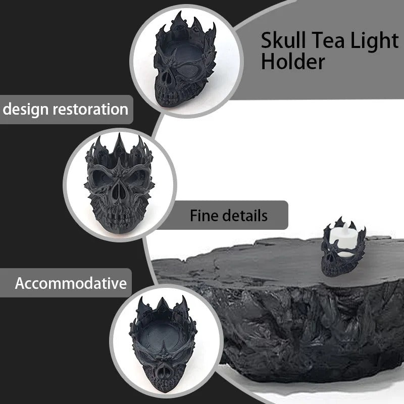 Creative Skull Candle Holder – Gothic Tea Light Stand & Aromatherapy Decor for Festival Vibes