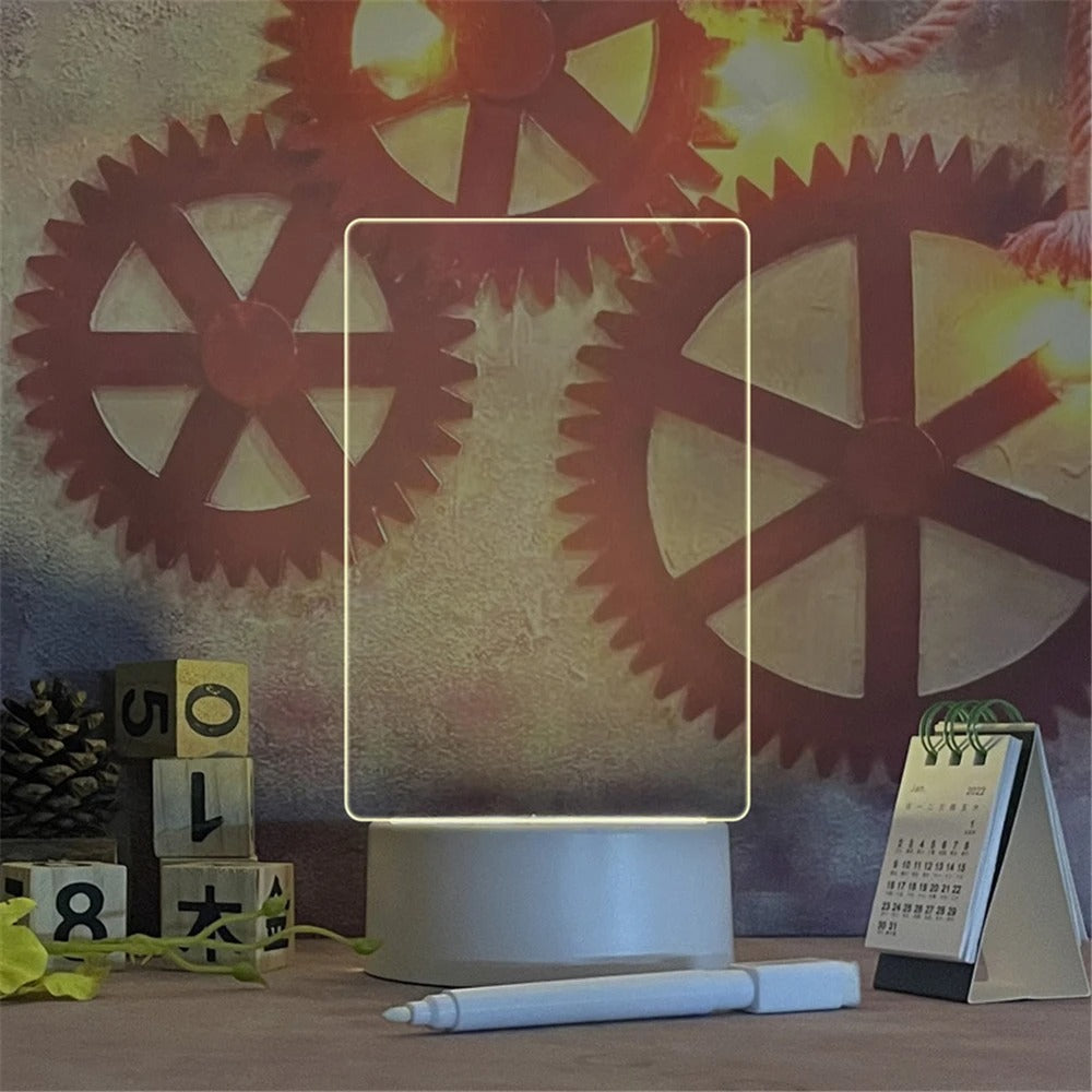 USB LED Acrylic Message Board Night Light with Erasable Pen