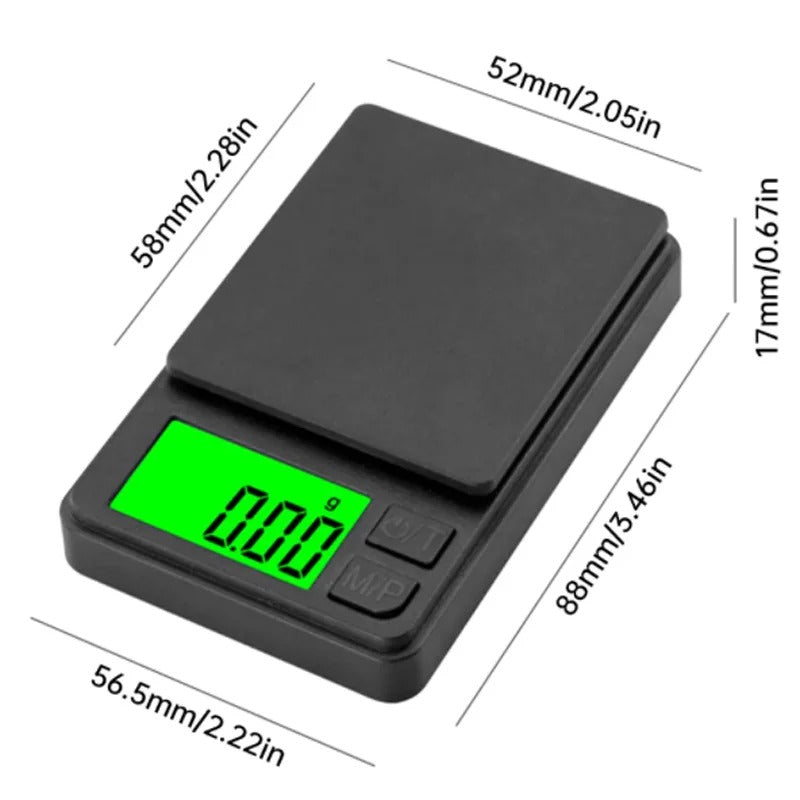 Black Precision Pocket Digital Scale – 1000g x 0.1g | Mini Gram Scale for Food, Jewelry & Travel with Backlit LCD