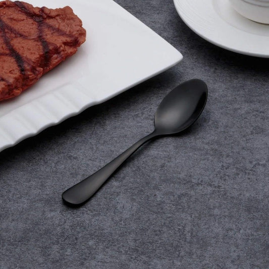 Luxury Black Teaspoons – Set of 6 Stainless Steel Mini Dessert & Ice Cream Spoons
