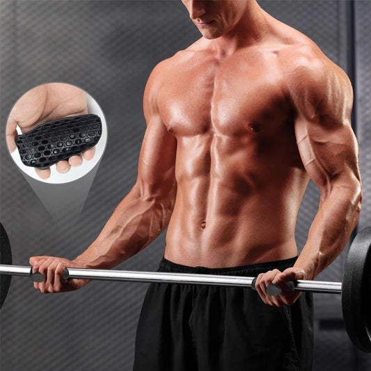 Black Anti-Slip Workout Grips - Ergonomic Rubber Hand Protector Gloves for Weight Lifting, Pull-Ups, Gym Training and Exercise, for Men and Women