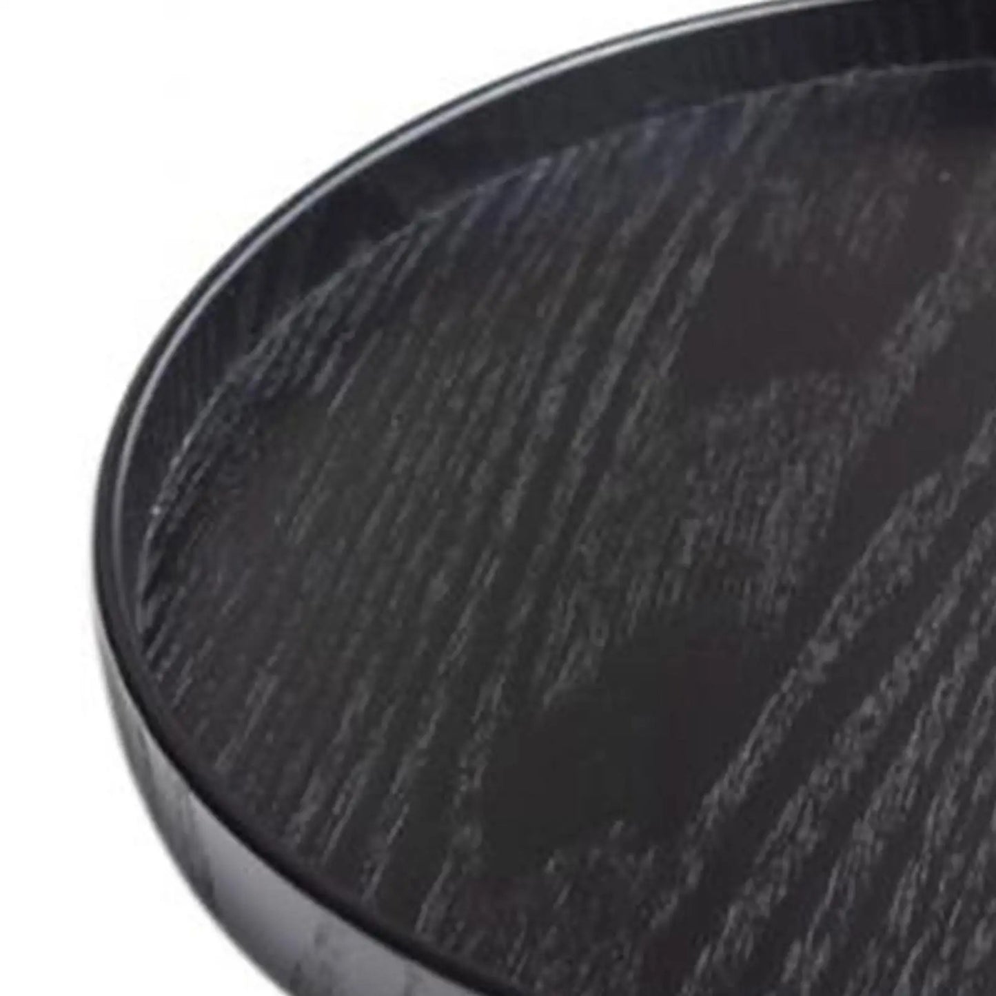 Black Round Wooden Serving Tray – 27 cm Extra Large Rustic Food Platter for Snacks, Salad, and Elegant Table Display