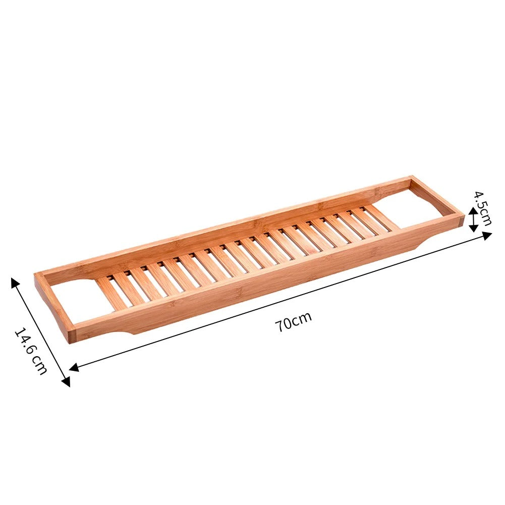 Bamboo Bath Tray – Wooden Bathtub Rack Organizer