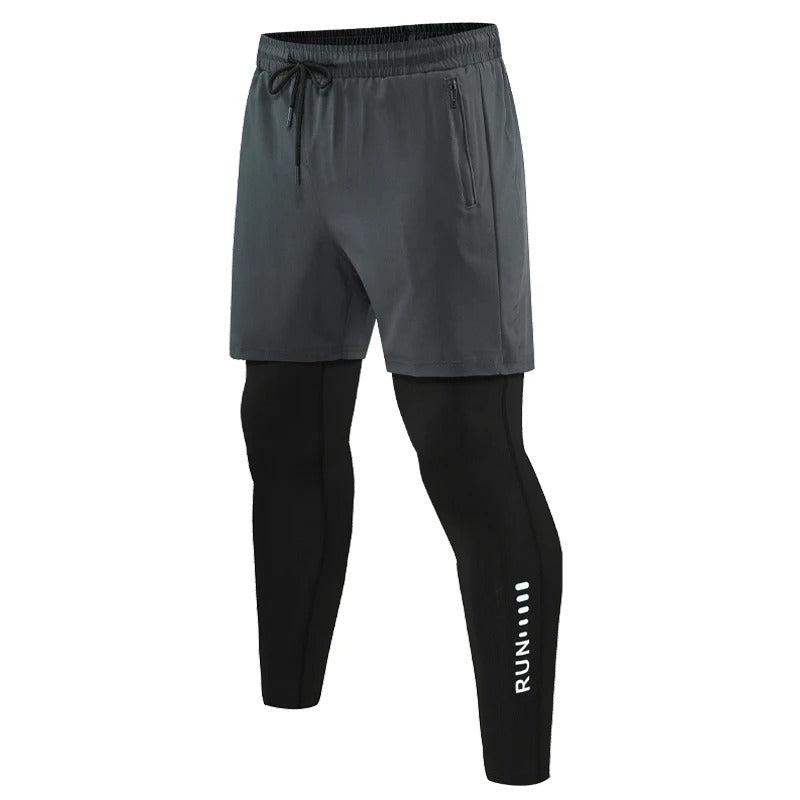 DualFlex 2-in-1 Men’s Running & Training Trousers – Double Layer Compression Fit with Pockets