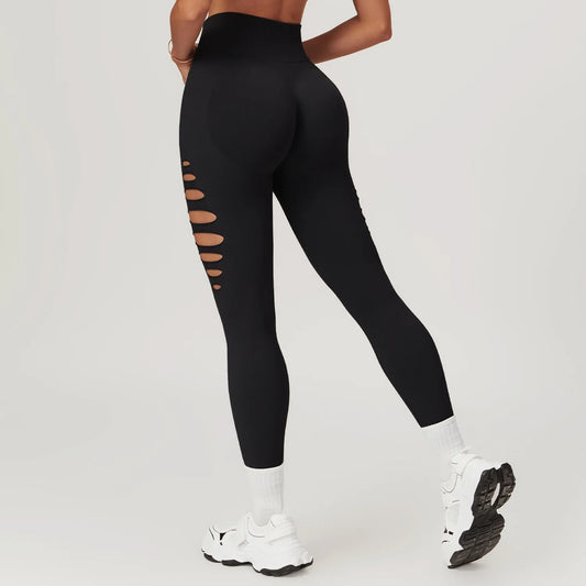Hollow Seam Sculpt Yoga Leggings – High Waist Seamless Workout Tights