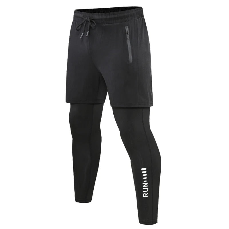 DualFlex 2-in-1 Men’s Running & Training Trousers – Double Layer Compression Fit with Pockets